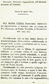 Decreto Sovrano di Maria Luigia